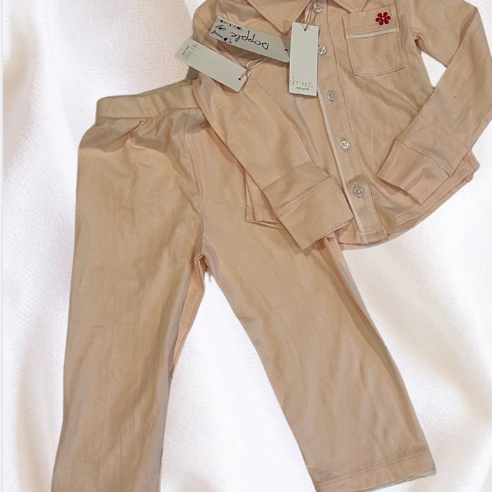 Beige Button-Up Shirt and Pants Set